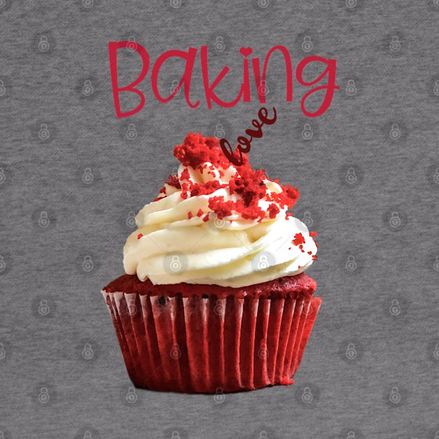 Baking Love Red Velvet Cupcake with Cream Frosting by ArtMorfic